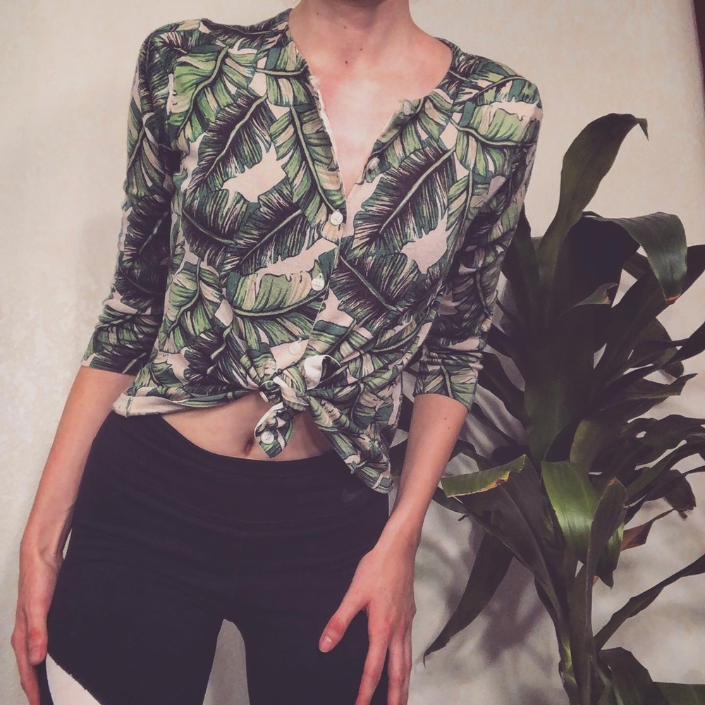Garnet Hill Merino Wool Leaf Cardigan